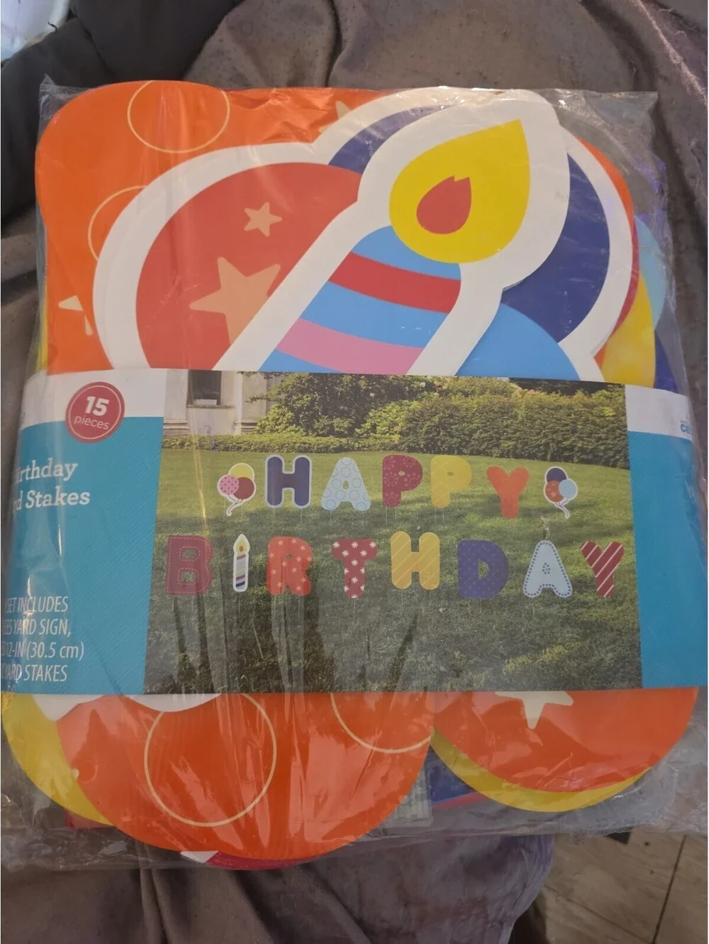 Happy Birthday Yard Sign Stakes 12” Big Letters 15 Pieces Celebration NEW